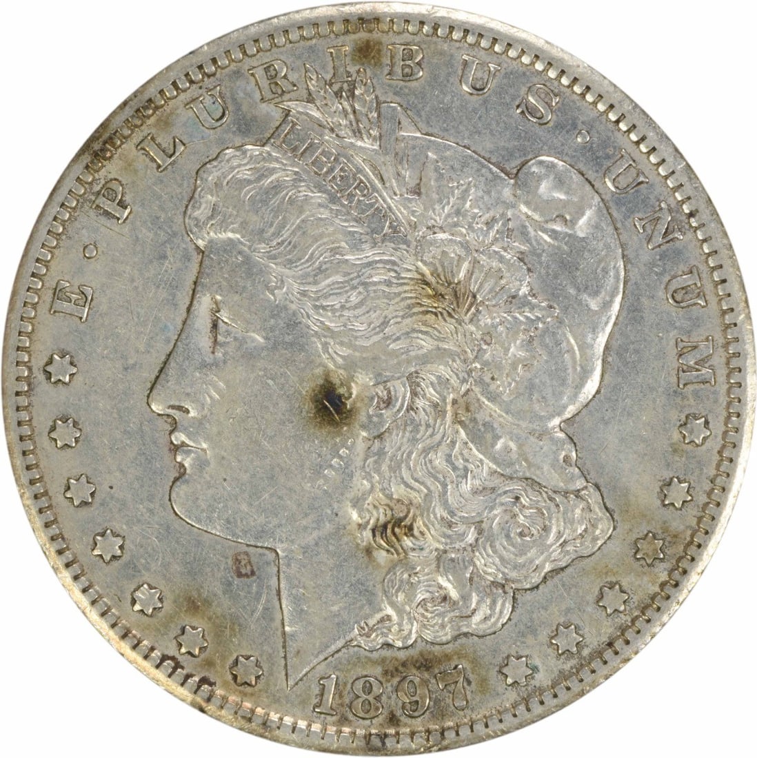 1897-S Morgan Silver Dollar AU Uncertified Coin by George T. Morgan: 1897-S Morgan Silver Dollar AU Uncertified Coin by George T. Morgan This 1897-S Morgan Silver Dollar is a beautiful example of American coinage. Struck in San Francisco, this coin features a compositi