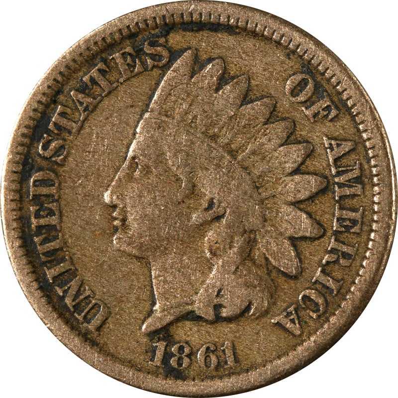 1861 United States Copper Indian Cent: 1861 United States Copper Indian Cent This is an 1861 Indian Cent from the United States, composed of copper. The coin is circulated and is offered in pre-owned condition. It is uncertified. Specifica