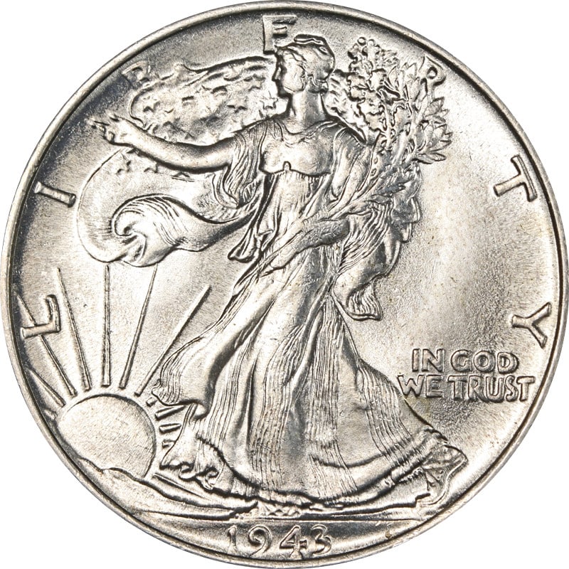 1943-P Walking Liberty Half Dollar Silver Circulated Coin: 1943-P Walking Liberty Half Dollar Silver Circulated Coin This 1943-P Walking Liberty Half showcases the iconic design that represents American liberty and independence. Made of 90% silver, this coin 