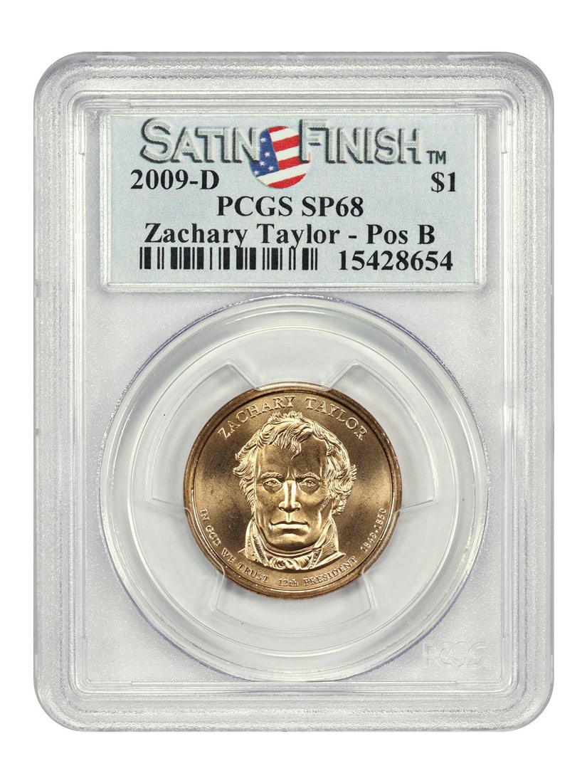 PCGS SP68 2009-D Zachary Taylor Satin Finish Presidential Dollar Position B (1 of 4)