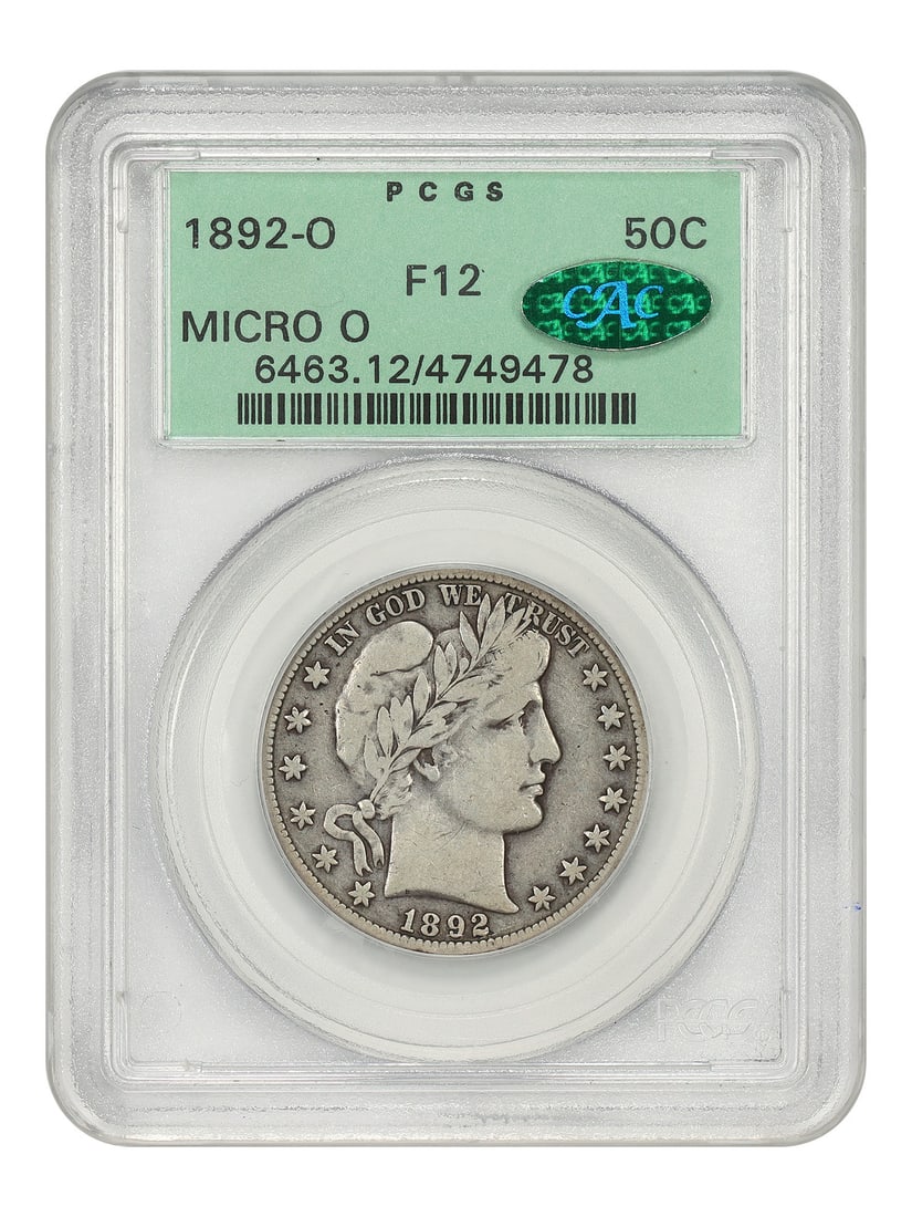 1892-O Barber Half Dollar PCGS CAC Micro O Fine 12 (1 of 4)