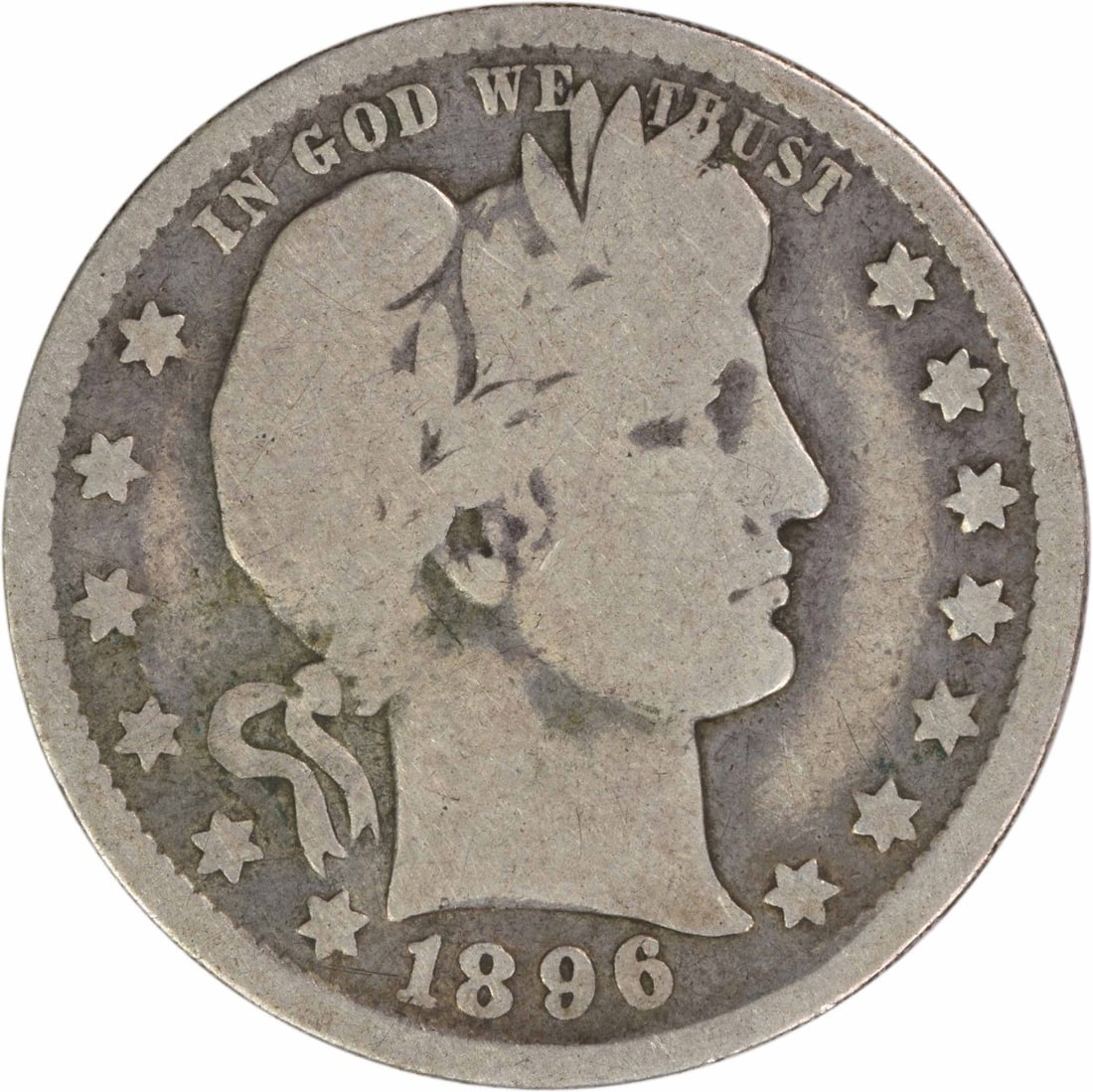 1896 New Orleans Barber Quarter Good Grade 90 Percent Silver Uncertified (1 of 2)
