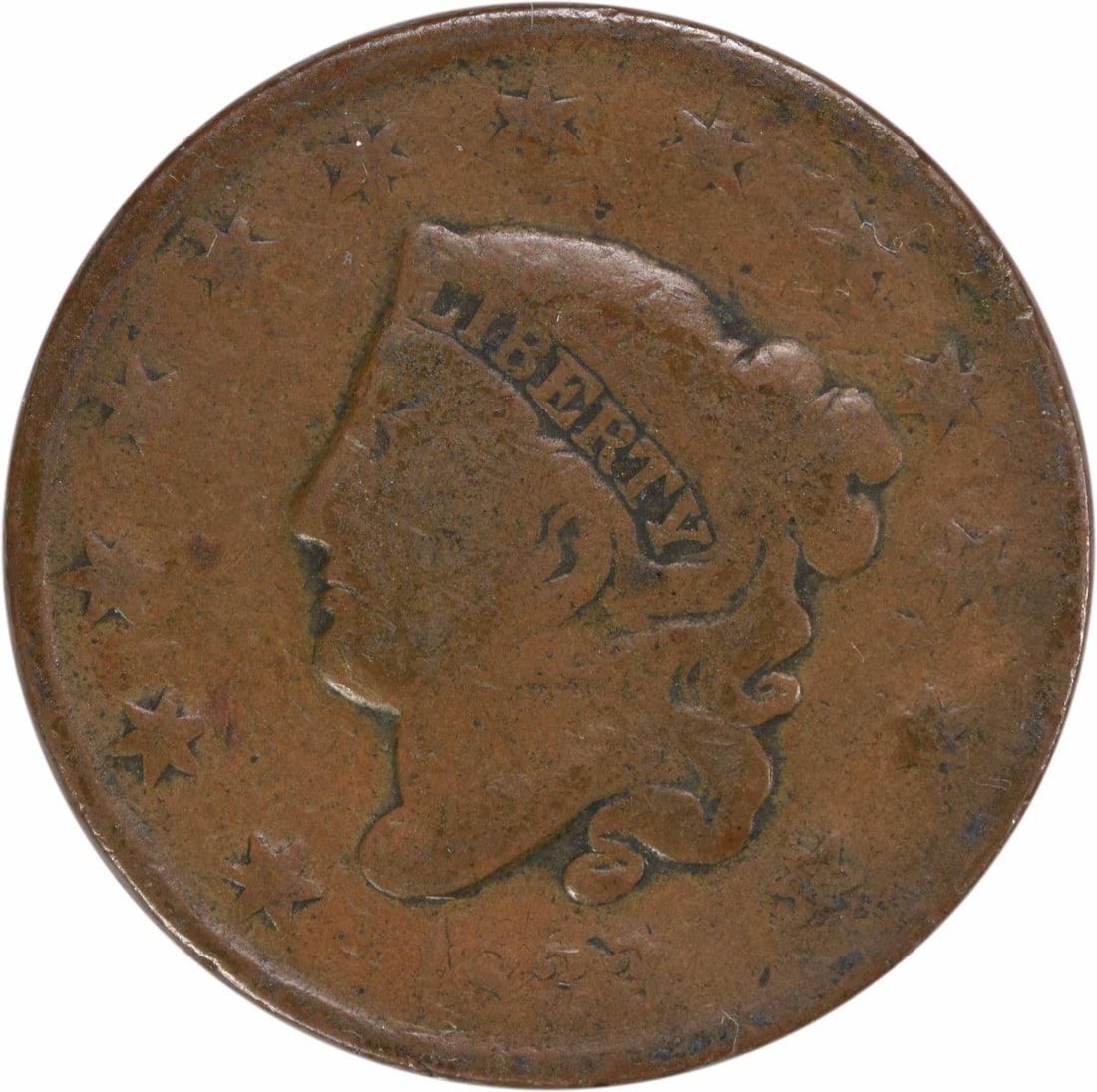 1833 Large Cent Coronet Head Copper Coin VG Uncertified: 1833 Large Cent Coronet Head Copper Coin VG Uncertified This 1833 Large Cent features the iconic Coronet Head design by Robert Scot. Struck in copper at the Philadelphia Mint, this coin is categorized