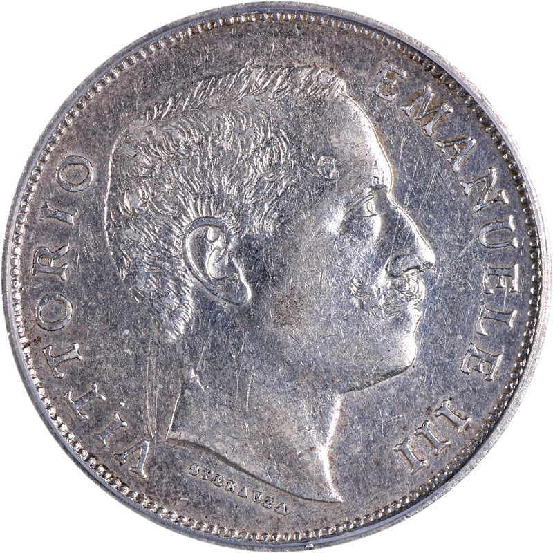 1901 Italy Lira ICG AU53 Details Certified Coin KM#32: 1901 Italy Lira ICG AU53 Details Certified Coin KM#32 This 1901 Italy Lira, certified by ICG with a grade of AU53 Details, showcases a unique historical significance. The coin is composed of other met