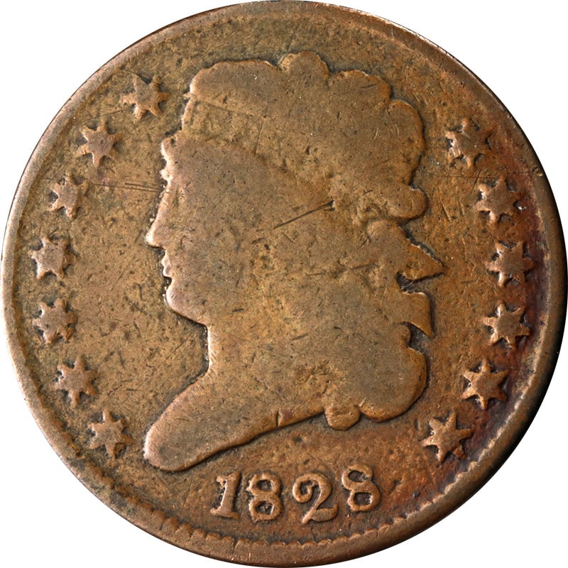 1828 United States Copper Half Cent Circulated (1 of 2)