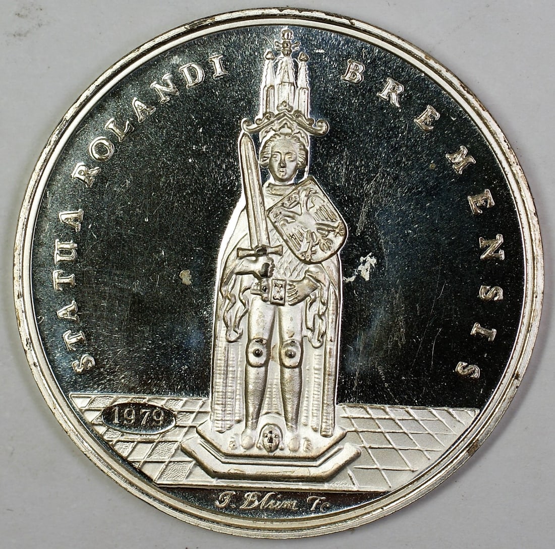 1979 German Silver Medal Bank For Gemeinwirtschaft Taler Roland: 1979 German Silver Medal Bank For Gemeinwirtschaft Taler Roland This 1979 Gem Proof silver medal from Germany was issued by the Bank for Gemeinwirtschaft and features the Roland Taler design. Made of 