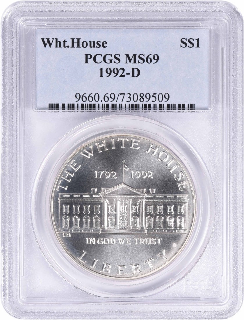 PCGS MS69 1992-D White House Silver Dollar Proof Coin (1 of 2)