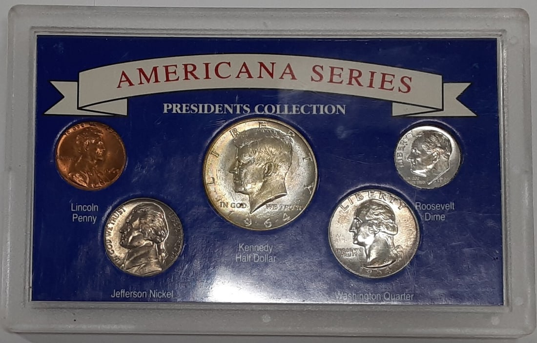 1964 Presidents Collection Five Coin Set With 90 Percent Silver In Case (1 of 2)