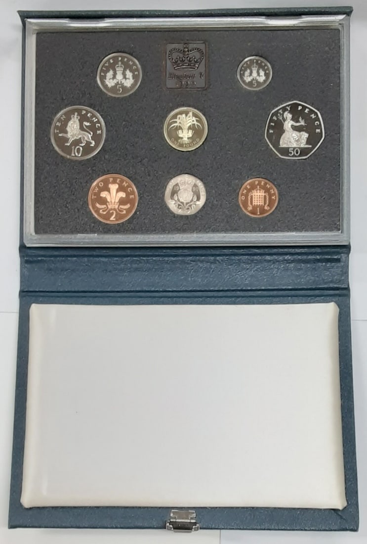 Eight Coin 1990 UK Proof Set with Original Box and Certificate (1 of 5)
