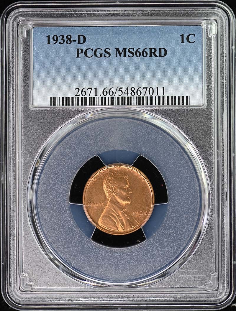 1938-D Lincoln Cent Type 1 Wheat Reverse PCGS MS66RD Uncirculated (1 of 2)