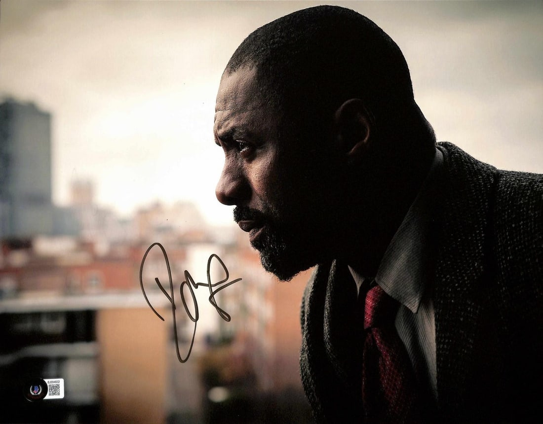 Idris Elba autograph 11x14 photo Beckett certified: Idris Elba autograph 11x14 photo Beckett certified This is an 11x14 inch photograph hand-signed by acclaimed actor Idris Elba. The autograph has been authenticated by Beckett Authentication Services. 