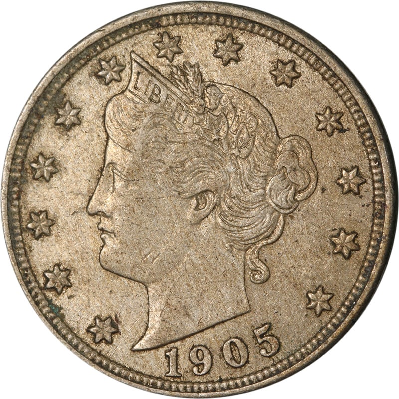 Circulated 1905 Liberty V Nickel United States Vintage Coin: Circulated 1905 Liberty V Nickel United States Vintage Coin This is a 1905 Liberty V Nickel from the United States. The coin is composed of nickel and has been circulated. It is uncertified and in pre
