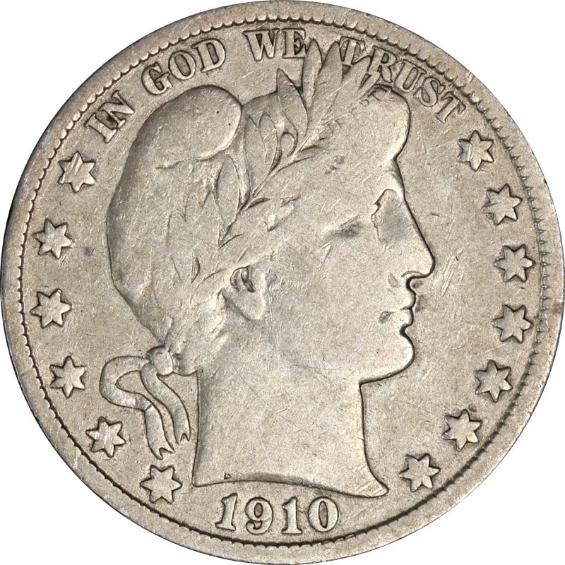 Barber Half Dollar 1910-S Silver United States (1 of 2)