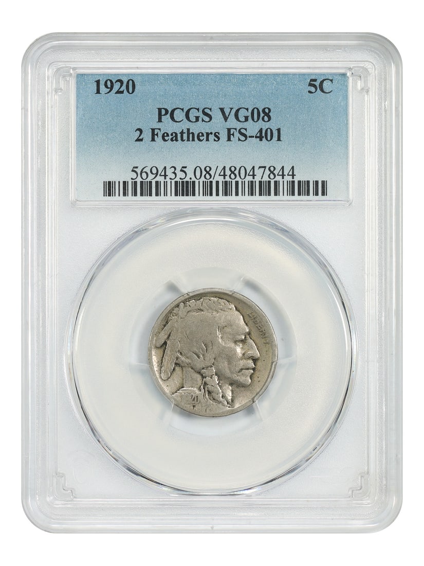 1920 Philadelphia Buffalo Nickel PCGS VG08 2 Feathers FS-401 (1 of 4)