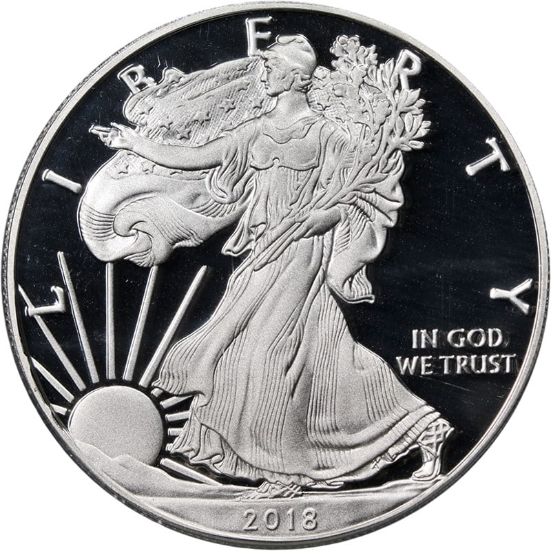 2018-S Silver American Eagle $1 PCGS PR70 DCAM 1st Day Issue Mercanti Design (1 of 4)