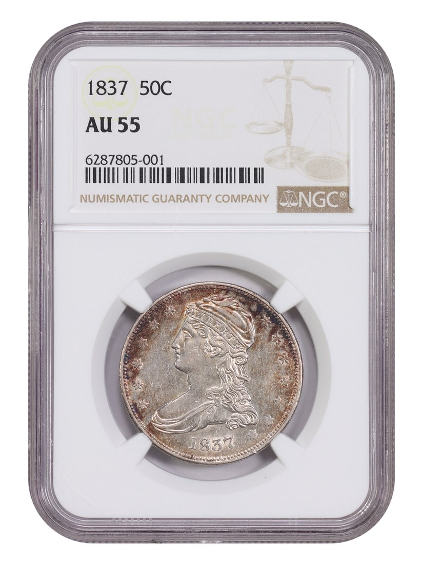 1837 Capped Bust Half Dollar NGC AU55 Reeded Edge (1 of 4)
