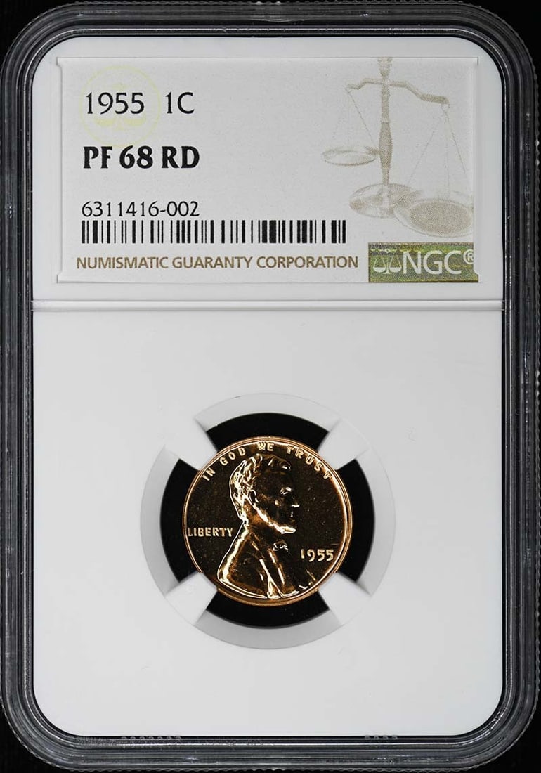 Lincoln Cent 1955 Proof 1C NGC PR68 Red Wheat Reverse (1 of 4)