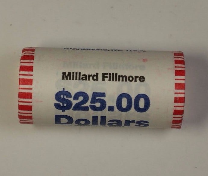 Roll of 25 2010 Millard Fillmore Uncirculated Presidential Dollars Mint Mark Unknown: Roll of 25 2010 Millard Fillmore Uncirculated Presidential Dollars Mint Mark Unknown This is a roll of 25 uncirculated 2010 Millard Fillmore Presidential Dollar coins. Each coin features Millard Fillm