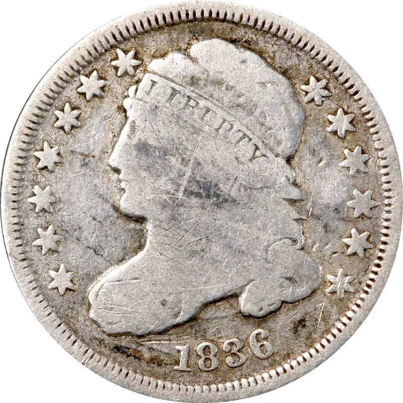 1836 United States Silver Dime Bust Design (1 of 2)