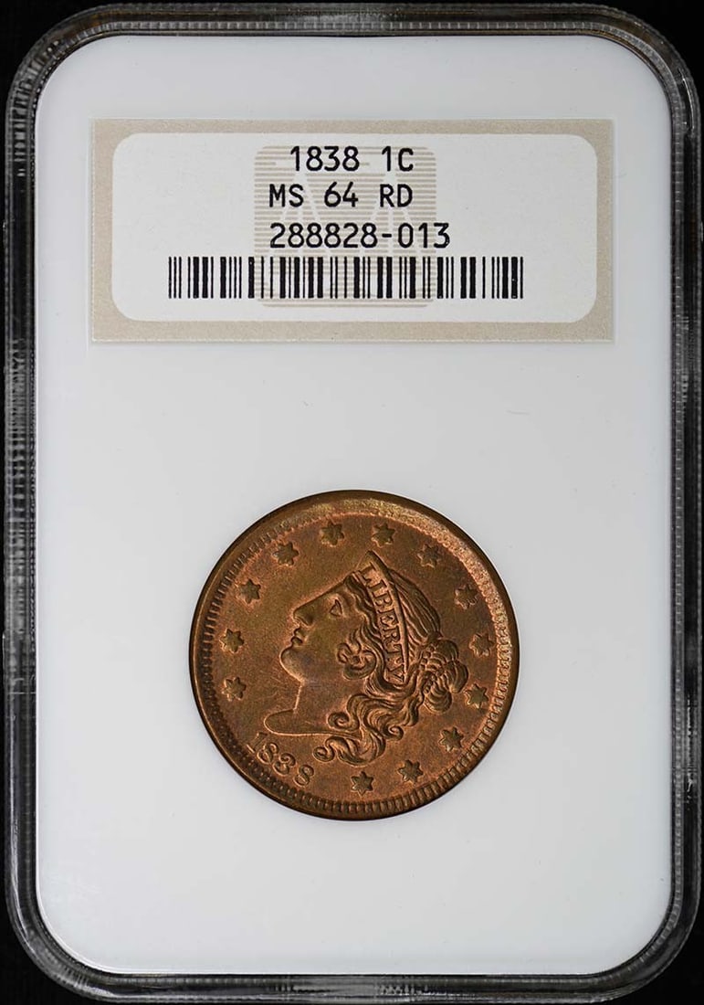 NGC MS64RD 1838 Coronet Large Cent (1 of 4)
