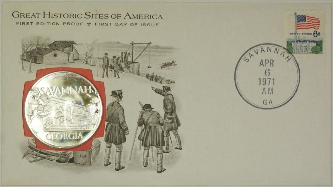 Savannah Georgia 1971 Silver Proof Medal First Day Cover Collectible (1 of 3)