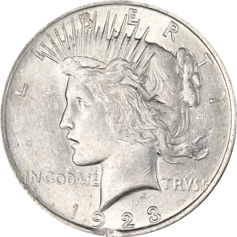 1923 P Peace Dollar Silver Rim Clip Error (1 of 2)