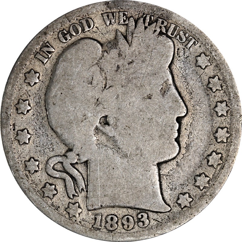 1893 New Orleans Mint Silver Barber Half Dollar Coin (1 of 2)