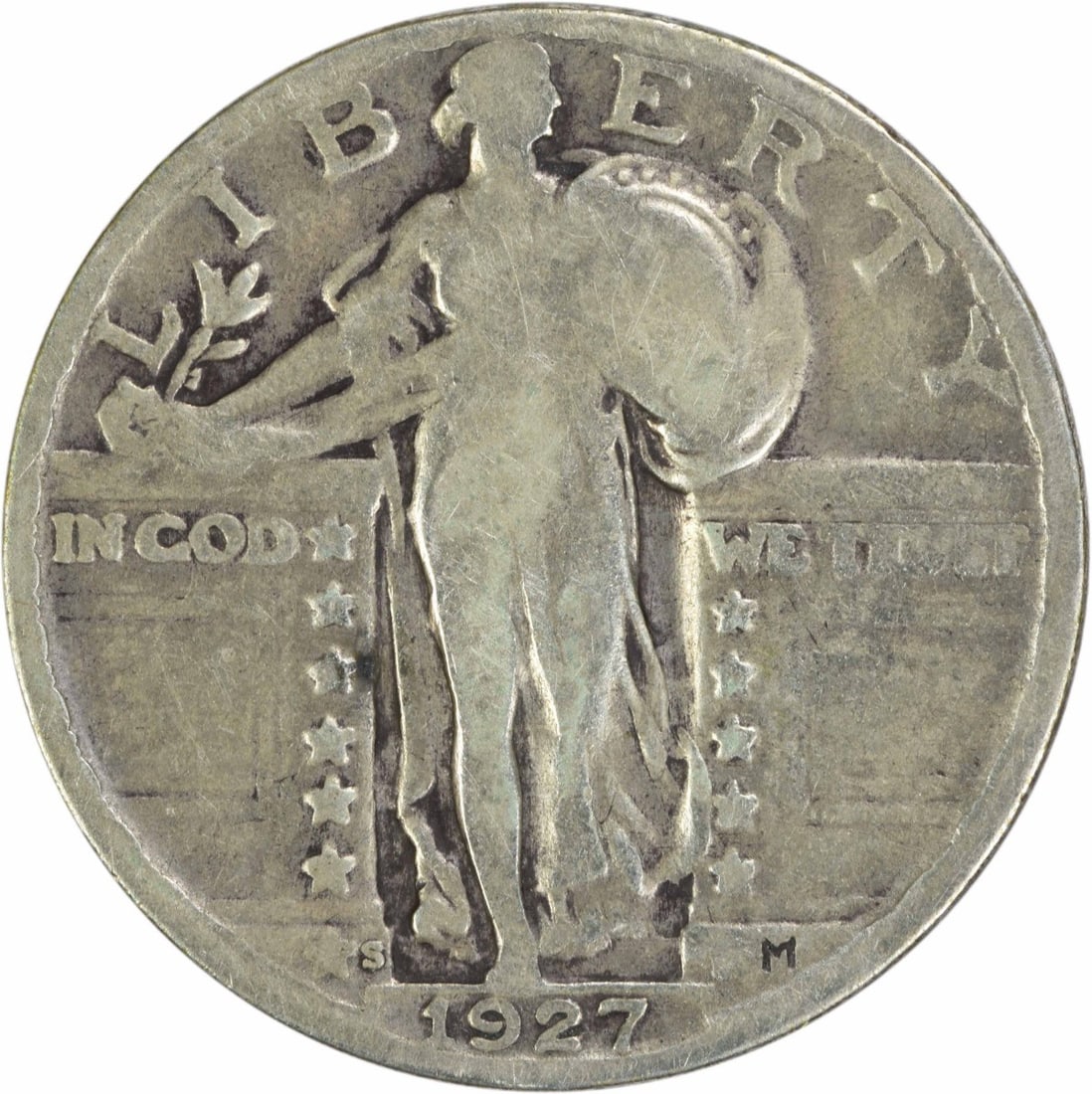 1927-S Standing Liberty Quarter 90% Silver Uncertified: 1927-S Standing Liberty Quarter 90% Silver Uncertified This 1927-S Standing Liberty Silver Quarter is a remarkable piece of American numismatic history. Struck in San Francisco, this coin features a d