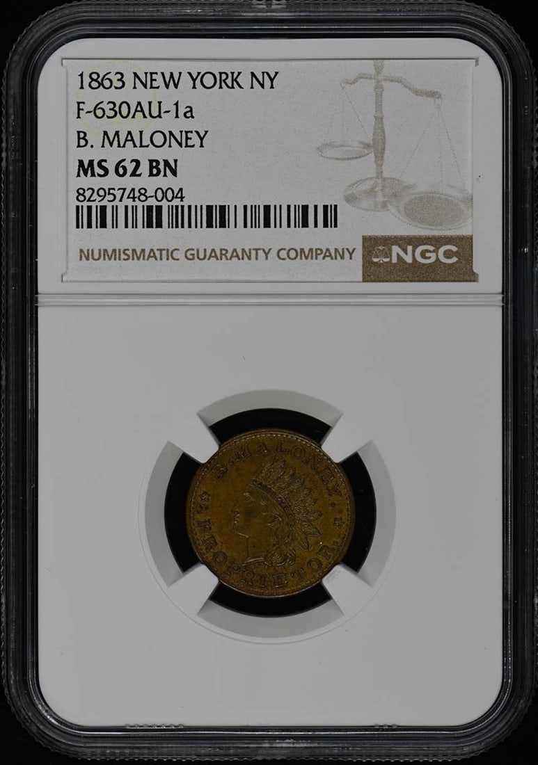 NGC MS62BN 1863 New York F-630AU-1a Civil War Token (1 of 2)