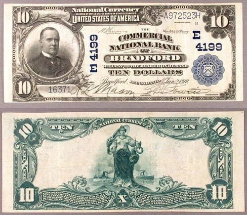 1902 PB Bradford PA $10 National Bank Note Charter 4199 (1 of 1)
