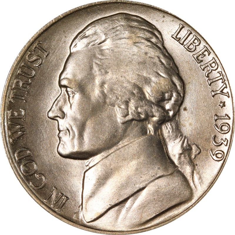 1939-D Jefferson Nickel Uncertified Circulated: 1939-D Jefferson Nickel Uncertified Circulated This is a 1939-D Jefferson Nickel from the United States. The coin is composed of nickel and was minted in Denver. It is a circulated, uncertified exampl