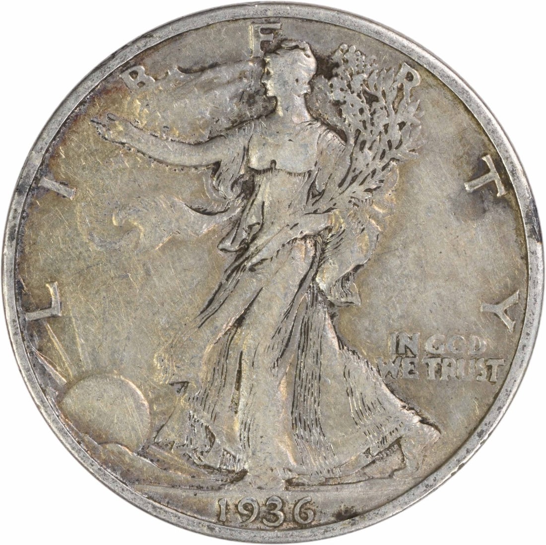 1936 San Francisco Walking Liberty Half Dollar 90 Silver EF Uncertified: 1936 San Francisco Walking Liberty Half Dollar 90 Silver EF Uncertified This 1936-S Walking Liberty half dollar is a circulated coin graded as Choice Extremely Fine (EF). Designed by Adolph Alexander 