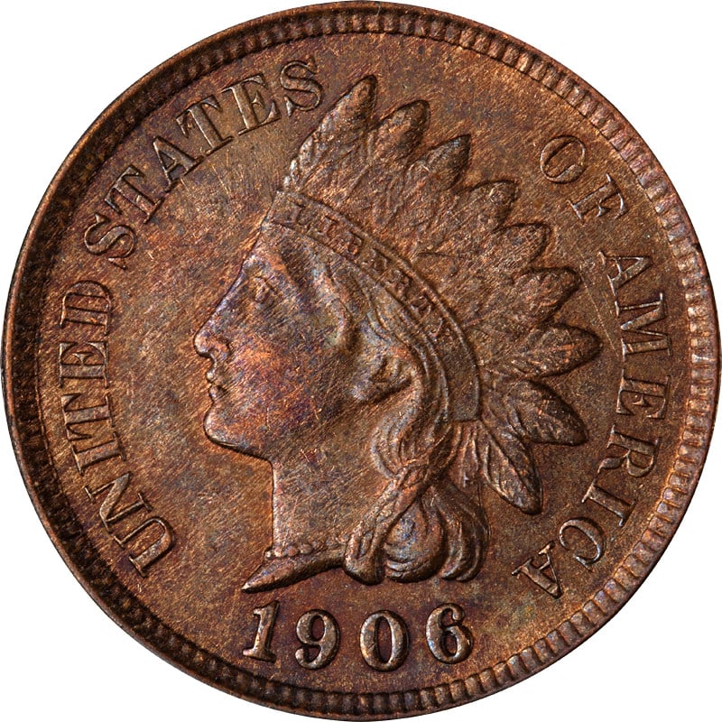 1906 Copper Indian Head Cent United States Circulated Coin: 1906 Copper Indian Head Cent United States Circulated Coin This 1906 Indian Cent is a copper coin issued by the United States. It is circulated and in pre-owned condition, making it a collectible piec