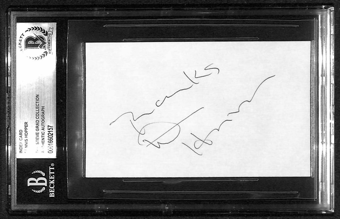 Beckett Certified Dennis Hopper 3x5 Signed Index Card (1 of 1)
