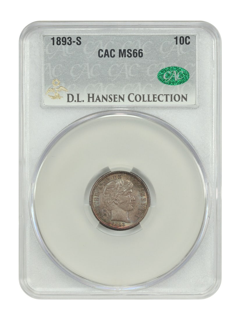 1893-S Barber Dime CACG MS66 Uncirculated Rare San Francisco Coin: 1893-S Barber Dime CACG MS66 Uncirculated Rare San Francisco Coin This stunning 1893-S Barber Dime is a high-quality example certified by CACG with a grade of MS66. Struck at the San Francisco Mint, t