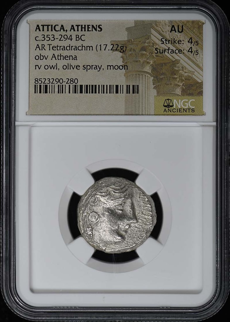 Athens Attica Owl AR Tetradrachm NGC AU (1 of 2)