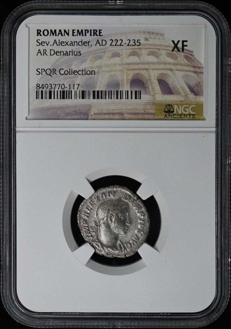 Roman Denarius Silver Coin NGC XF40 Severus Alexander Certified (1 of 2)
