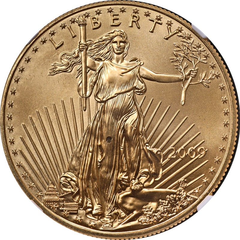 2009 NGC MS69 Gold American Eagle $50 Obverse Struck Thru (1 of 4)