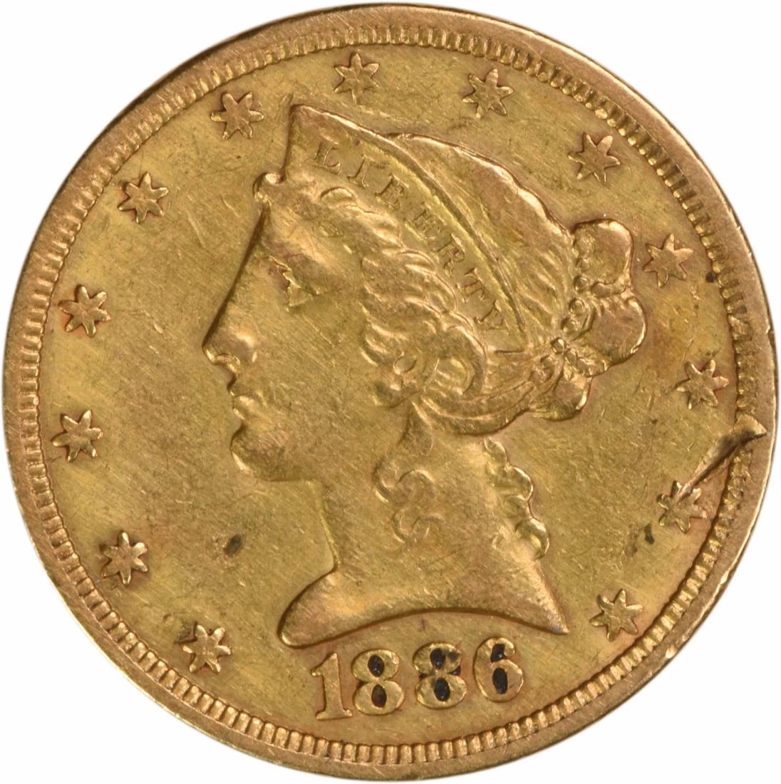 1886 $5 Gold Liberty Head Coin Uncertified EF 90% Gold (1 of 2)