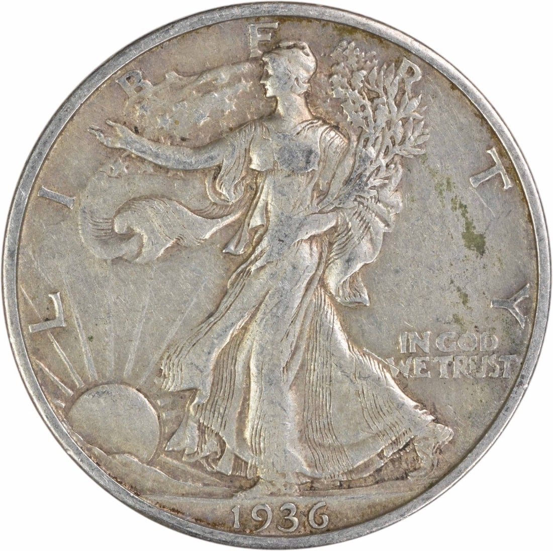 1936 San Francisco Walking Liberty Half Dollar 90 Percent Silver Choice EF: 1936 San Francisco Walking Liberty Half Dollar 90 Percent Silver Choice EF This 1936-S Walking Liberty Half Dollar is a circulated coin featuring the iconic design by Adolph Alexander Weinman. Struck 