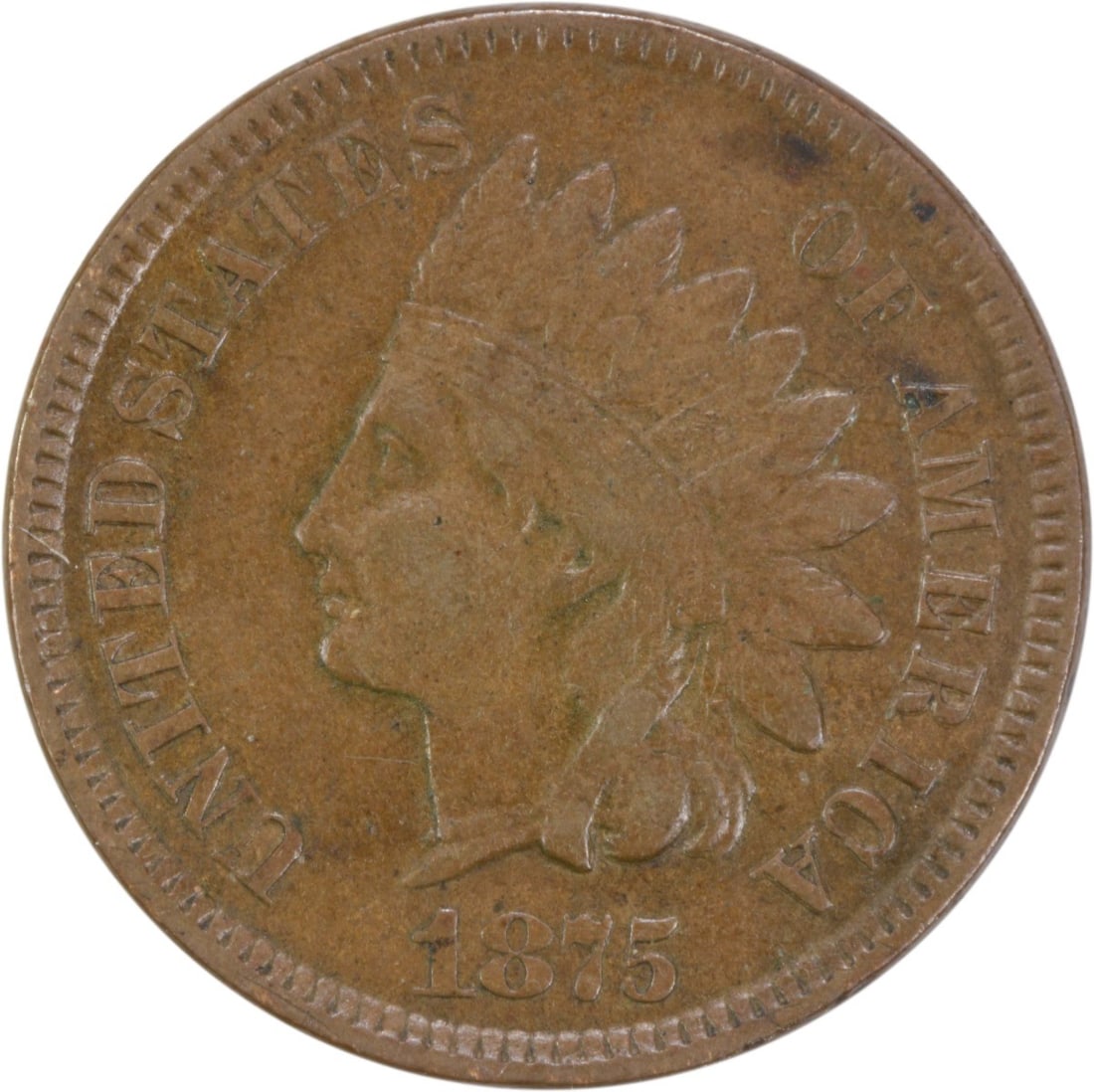 1875 Indian Head Cent VF Uncertified Philadelphia Mint: 1875 Indian Head Cent VF Uncertified Philadelphia Mint The 1875 Indian Cent is a remarkable example of American coinage, featuring the iconic Indian Head design by James Barton Longacre. This coin was