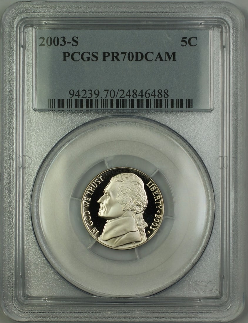 PCGS PR-70 Deep Cameo 2003-S Jefferson Nickel Proof 5C United States Coin (1 of 2)