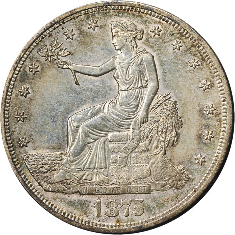 1875-S Silver Trade Dollar Nice Strike BU Details: 1875-S Silver Trade Dollar Nice Strike BU Details This 1875-S Trade Dollar is an uncirculated silver coin from the United States featuring bright uncirculated (BU) details. It offers decent eye appeal
