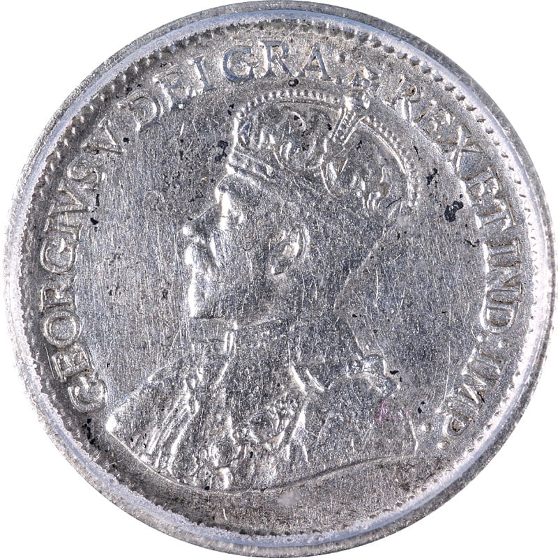 1915 Canada Five Cents Coin ICG AU50 Silver KM#22: 1915 Canada Five Cents Coin ICG AU50 Silver KM#22 This 1915 Canadian Five Cents coin is certified by ICG with an AU50 grade, reflecting its well-preserved condition despite being circulated. Struck fr