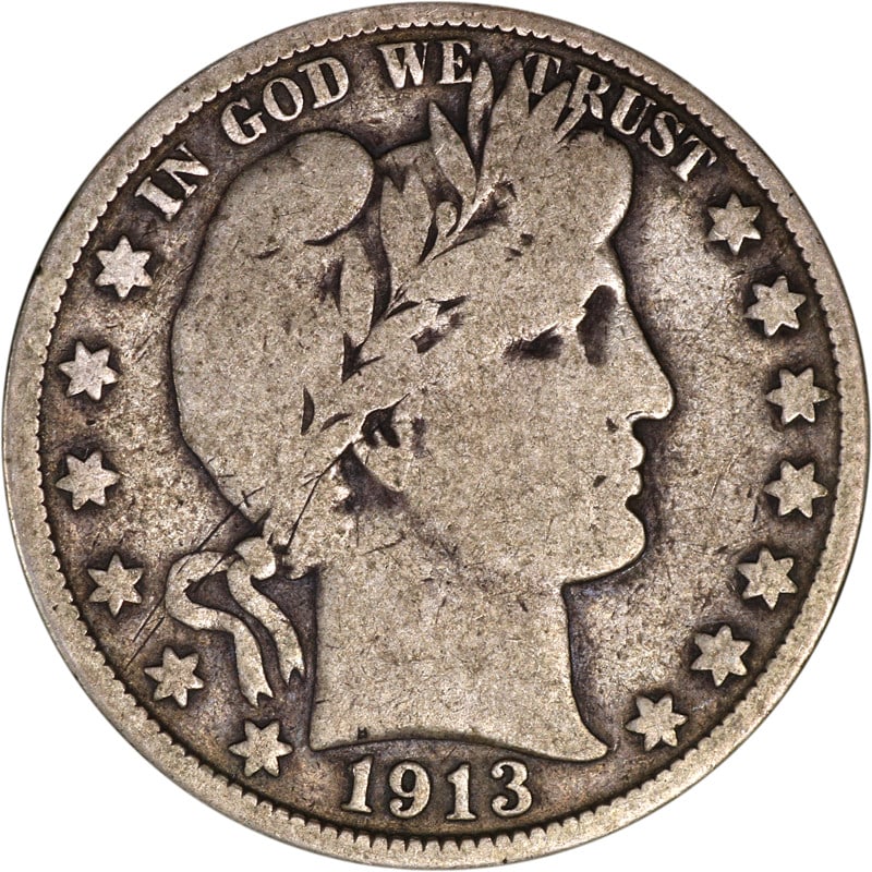 1913 Philadelphia Silver Barber Half Dollar Coin United States: 1913 Philadelphia Silver Barber Half Dollar Coin United States This is a 1913-P Barber Half Dollar from the United States, minted in Philadelphia. The coin is composed of silver and is in circulated, 