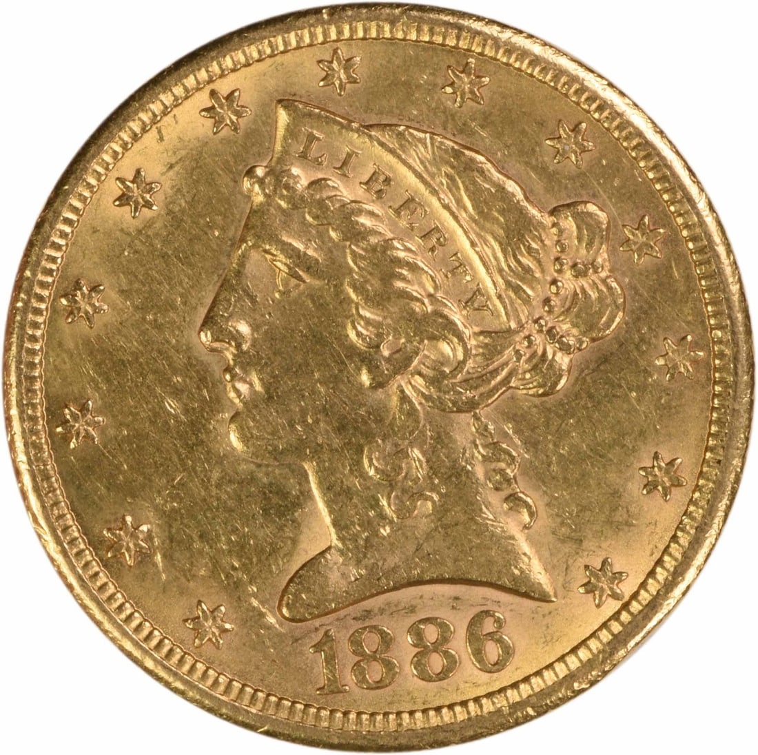 1886-S Liberty Head $5 Gold Coin BU Uncertified (1 of 2)