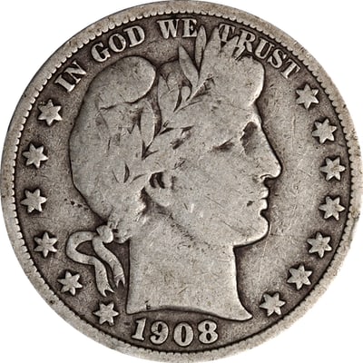 San Francisco 1908-S Barber silver half dollar (1 of 3)