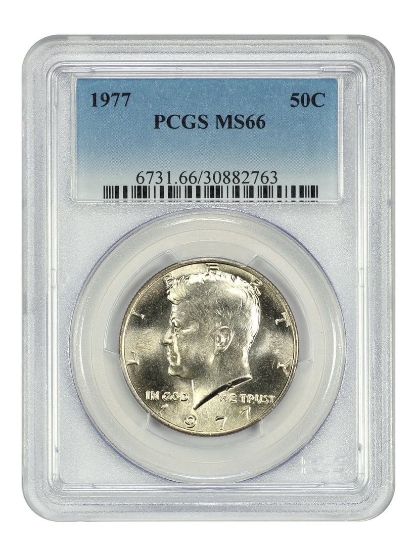 1977 Kennedy Half Dollar 50C PCGS MS66 Uncirculated: 1977 Kennedy Half Dollar 50C PCGS MS66 Uncirculated This 1977 Kennedy Half Dollar is a remarkable collectible coin graded MS66 by PCGS, ensuring its uncirculated condition. Minted in Philadelphia, thi