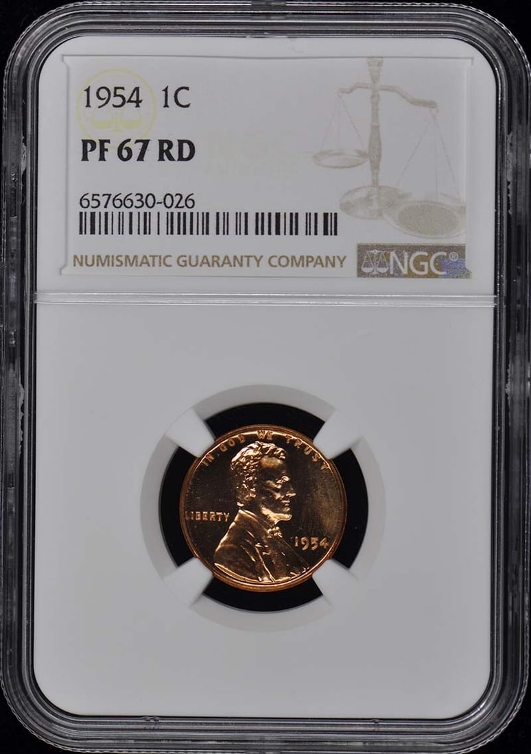 1954 NGC PR67RD Wheat Reverse Lincoln Cent Uncirculated: 1954 NGC PR67RD Wheat Reverse Lincoln Cent Uncirculated This 1954 Wheat Reverse Lincoln Cent is a stunning example of numismatic artistry, graded PR67RD by NGC, ensuring its exceptional quality. Struc