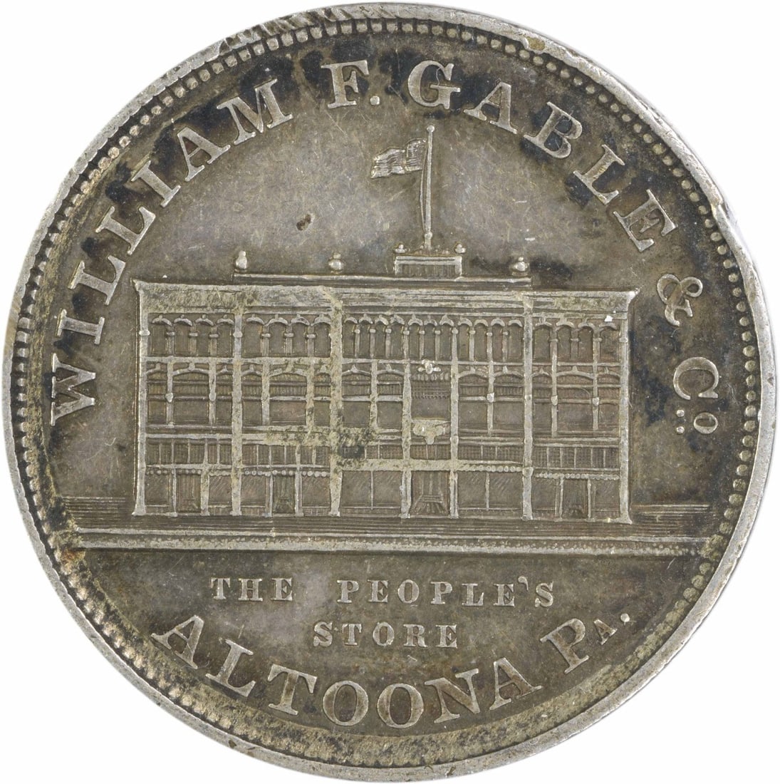 1909 Altoona PA William F Gable silver token EF uncertified (1 of 2)